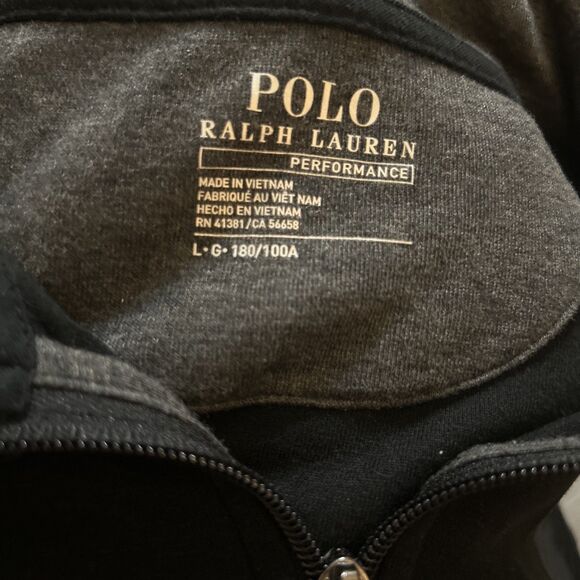 Polo Ralph Lauren Performance Soft Pullover 1/4 Zip Black Grey Pony Large - Picture 7 of 7